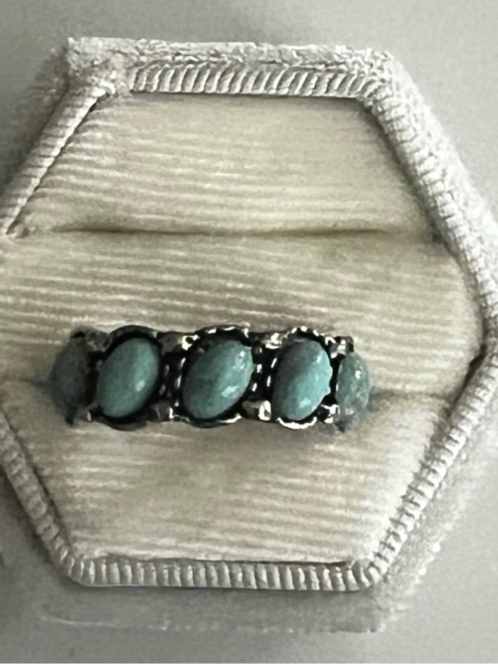 Boho/Vintage Distressed Design Faux Turquoise Ring Size 6 NWT